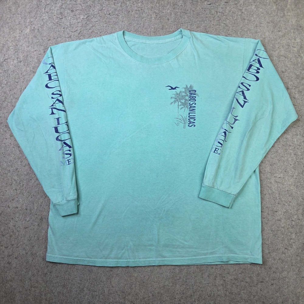 Hollister T Shirt Mens XL Blue Long Sleeve Crew Neck Y2K Beach Cabo San Lucas
